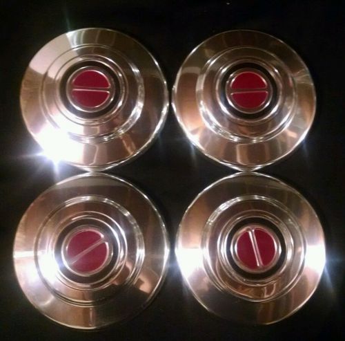 Set of 4 large chrome and red center caps *no part no./unknown manufacturer*