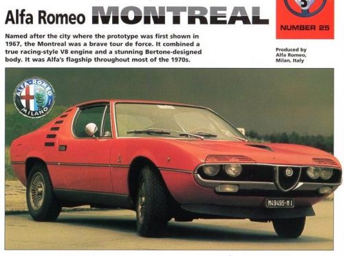 1970 - 1977  alfa  romeo  montreal   fact  sheet - 9 &#034; x  15 1/2 &#034;