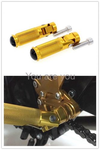 Cnc universal motorcycle folding footpegs footrest peg rear set racing bike gold