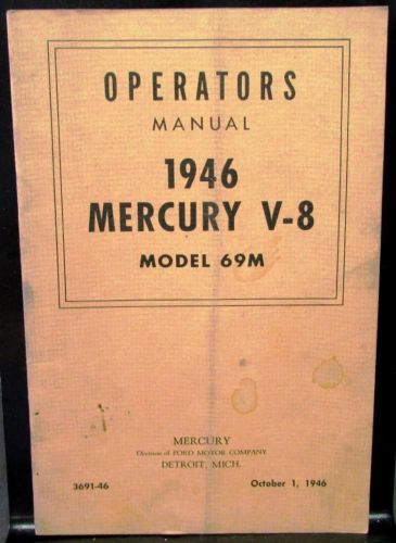 1946 mercury v8 model 69m original owners manual operators instructions