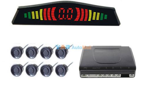 8 parking sensor car reverse backup radar system kit with led display