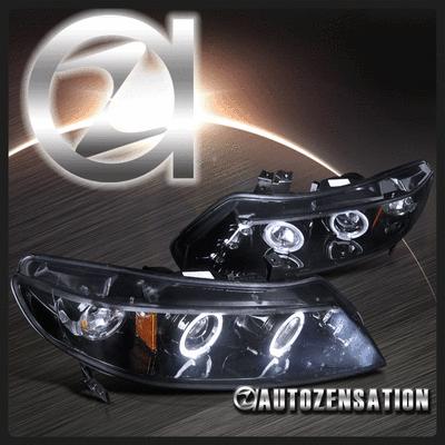 06-11 honda civic 4dr sedan [glossy black] led halo projector headlights