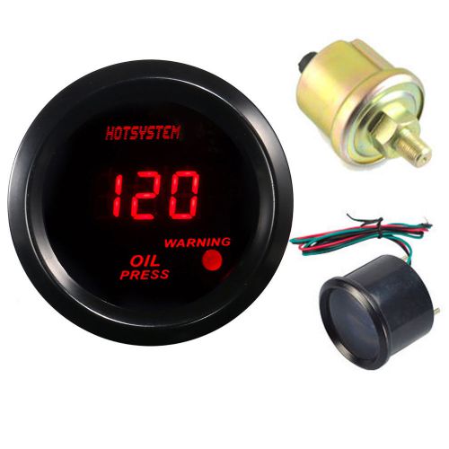 Universal 2&#034; 52mm digital red led psi oil press gauge + sensor for car truck hot