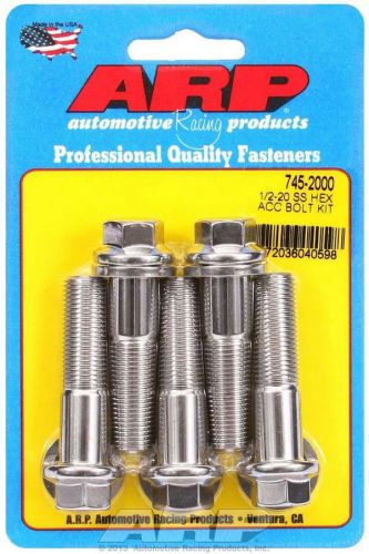 Arp universal bolt 1/2-20 in thread 2.000 in long stainless 5 pc p/n 745-2000