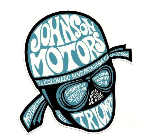 &#034;johnson motors motorcycle&#034; vinyl decal sticker triumph harley davidson hog bsa