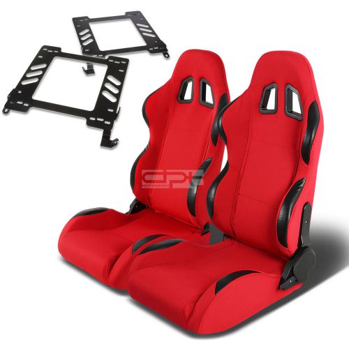 Type-4 racing seat red pvc+silder/rail+for 02-07 wrx / sti gd / gg bracket x2