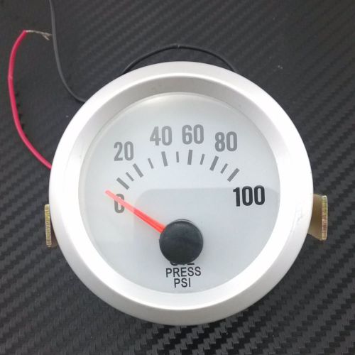 Car white dial blue led light pointer engine oil pressure meter gauges 0~100psi