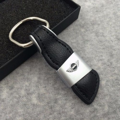 Genuine leather car logo zinc alloy key holder key chain ring for mini cooper