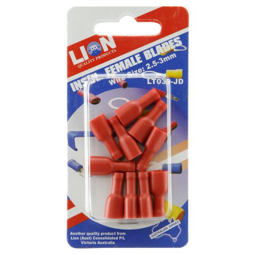 Lion insulated female blades 10 piece - wire size 2.5 - 3mm