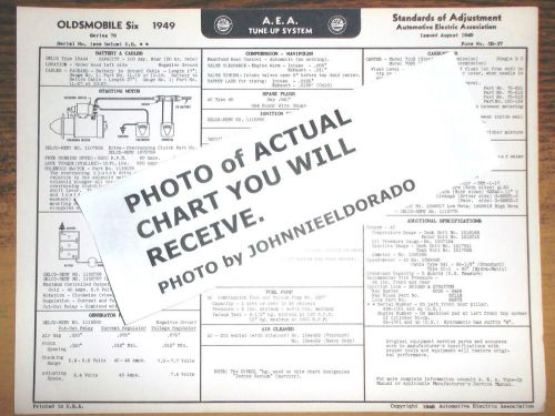 1949 oldsmobile six series 76 models aea tune up &amp; wiring chart