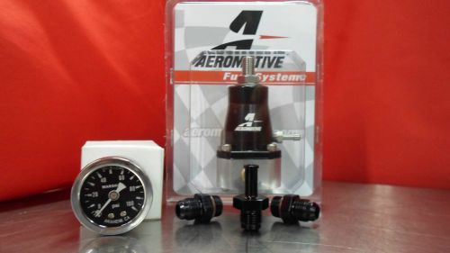 Aeromotive regulator &amp; gauge &amp; fitting kit (2) 6-an (1) barbed fitting 13129
