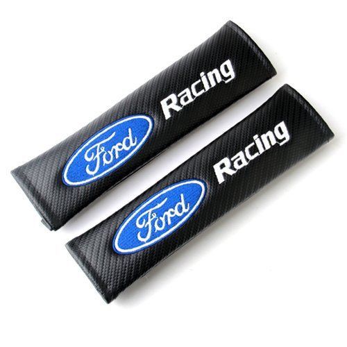 2 x car carbon fiber texture seat belts cover shoulder pads fit  for ford racing