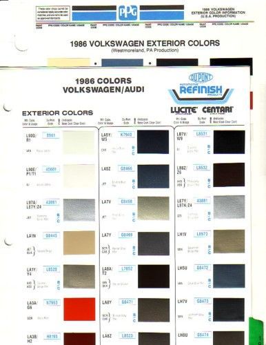 1986 volkswagen scirocco jetta quantum vw paint chips