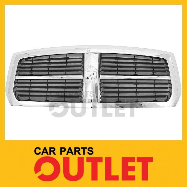 05 06 07 dodge dakota chrome grille assembly w/black insert st slt replacement