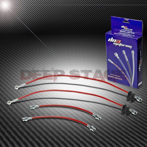 Stainless ss braided hose racing brake line 86-89 accord ca5/ca6 b20a drum red