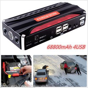 Multi-function 68800mah 4usb car jump starter power bank rechargable battery 12v