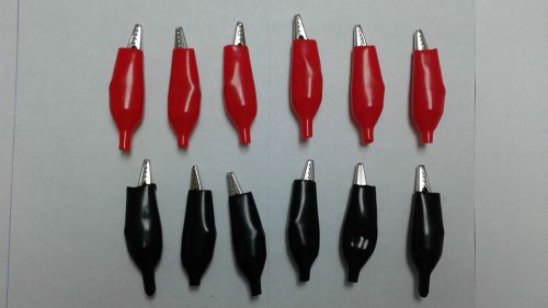 12 pc metal alligator clips w/vinyl insulation sleeves black &amp; red