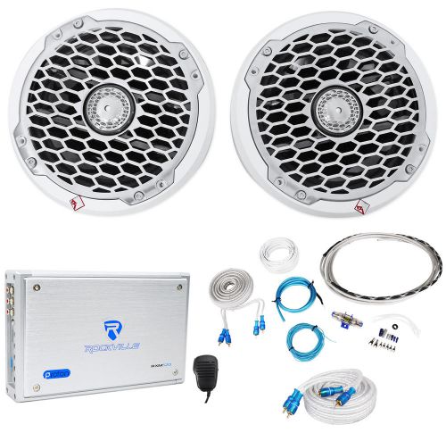 2) rockford fosgate pm2652 6.5&#034; marine component speakers+4-ch amplifier+amp kit