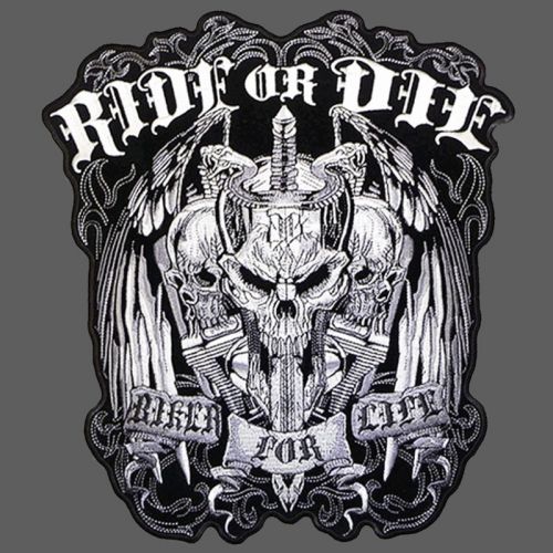 Biker for life skulls dagger patch  12 inch  patch