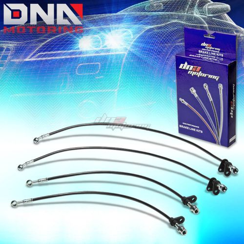 88-91 honda prelude ba b20 black stainless steel braided hose brake line/cables