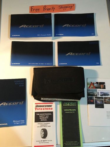 2014 honda accord sedan owners manual set w/case #0095 free priority shipping!