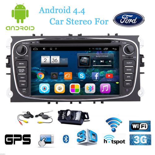 Android 4.4 2din gps car stereo radio dvd cd player for ford mondeo focus+camera