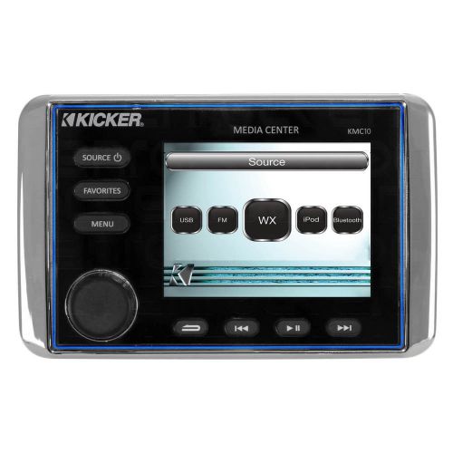 Kicker kmc10 marine boat yacht bluetooth stereo radio receiver, 3.5&#034; lcd display