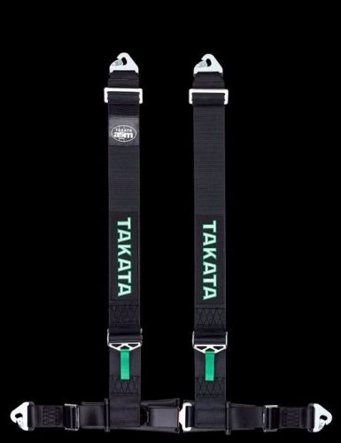 Authentic takata - black drift iii asm harness 4-point snap-on street legal