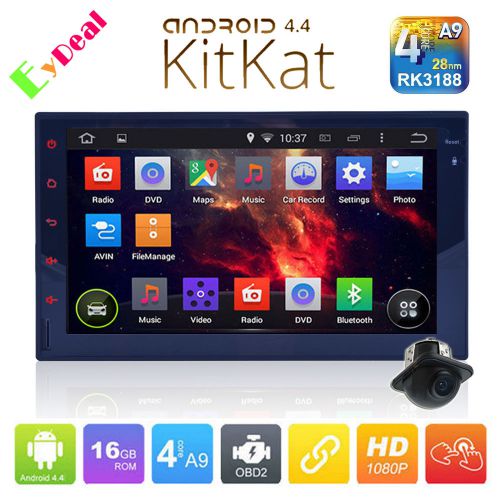 Quad-core android 4.4 double din 7&#034; car stereo gps nav radio 3g wifi+ camera