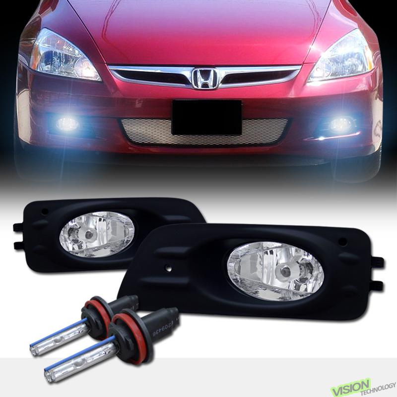 8000k hid+factory style clear driving/bumper fog lights pair 06-07 accord 4d/4dr