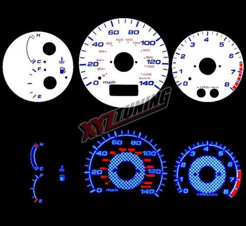 Blue reverse el indiglo glow white gauge face for 97-03 protege protege 5 w/ rpm