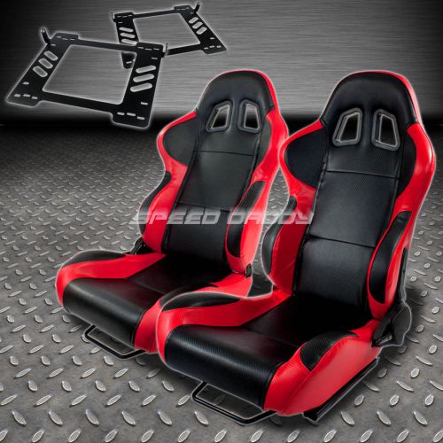 Pair type-4 reclining black red pvc racing seat+bracket for 07-14 wrangler 4-dr