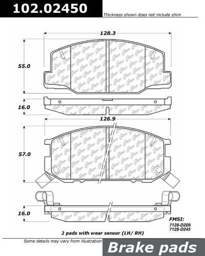 Centric 102.02450 brake pad or shoe, front-c-tek metallic brake pads