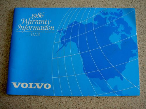 1986 volvo warranty information book manual