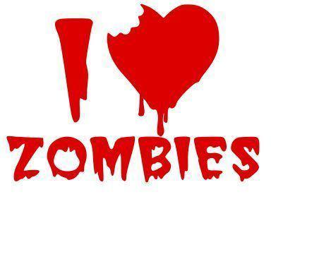 I love zombies - the walking dead bloody car truck window decal (4" x 5" vinyl)