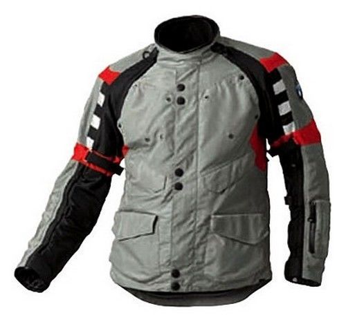 Bmw genuine motorcycle motorrad rallye jacket men&#039;s grey / red eu 46 us 36