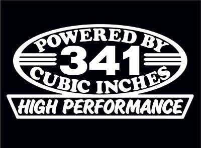 2 high performance 341 cubic inches decal set hp v8 engine emblem stickers