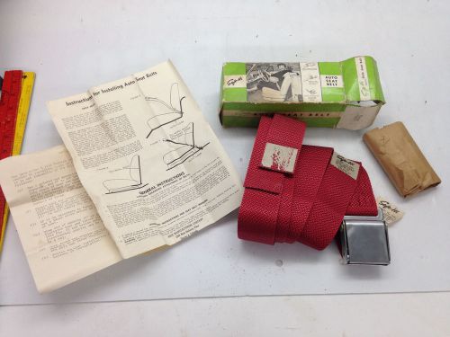 Vintage safe-hi auto seat belt universal chrome buckle red maroon belt mdl 850