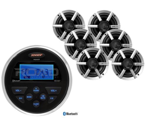 Jensen 160w bluetooth usb aux marine radio,6 polk audio ultra 6.5&#034; boat speakers