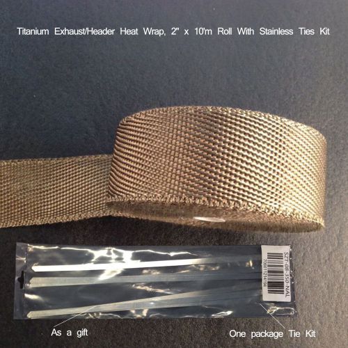 Titanium exhaust/header heat wrap, 2&#034; x 10m roll with stainless ties kit