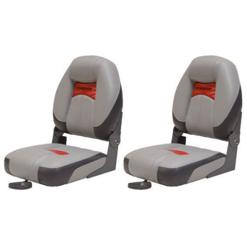 Tracker marine red and gray vinyl boat folding fishing seats  (pair)