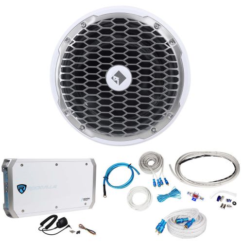 Rockford fosgate pm212s4 600w 12&#034; marine boat subwoofer+4-ch amplifier+amp kit