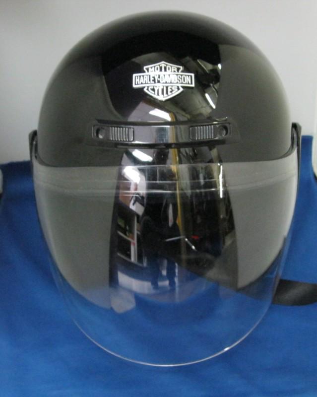 Harley davidson motorcycle helmet size xs black  clear face shield  front vent *