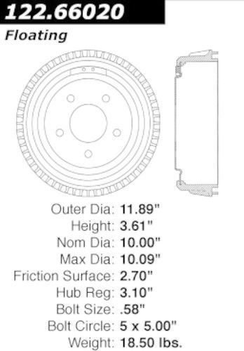 Centric parts 122.66020 rear brake drum