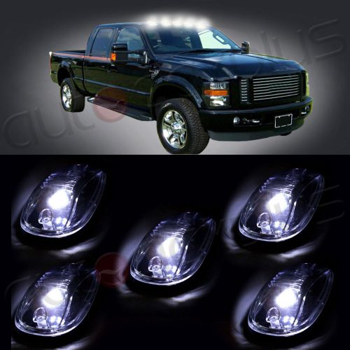 5pcs smoke lens + 5x t10 white led roof cab maker running lights for dodge ram