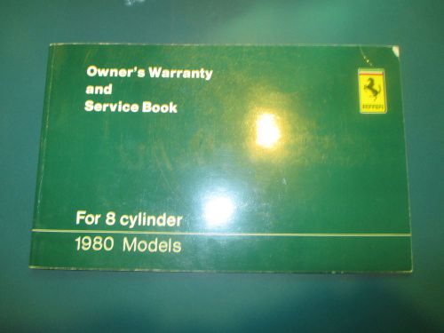 Ferrari 308 gtb ? gts 8 cylinder 1980 warranty and service book print # 187/80