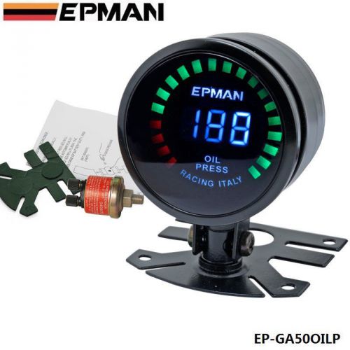 New racing 52mm smoked led psi/bar oil press pressure gauge meter with sensor