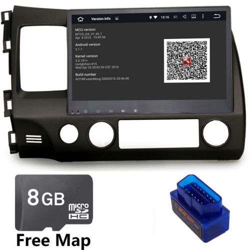 Android 5.1 radio for honda civic stereo gps navi video unit usb bt aux free obd