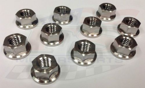 Sprint car / midget 3/8&#034;-16 hex flange lug nuts- titanium- pack of 10