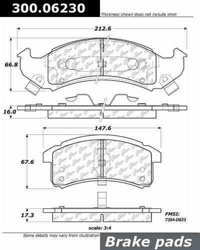 Centric 300.06230 brake pad or shoe, front-premium semi-met pads w/shims